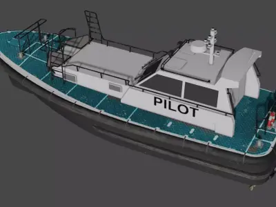 Work boat Pilot boat 1200 Low-poly 3D model