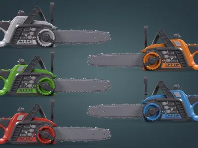 Chainsaw Low-poly 3D model 4
