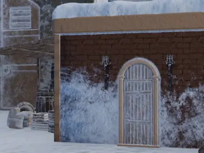 Snowy Fortress Village 3D model