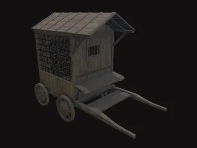 Medieval Carriage V07 Low-poly 3D model