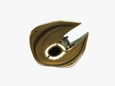 Alien Spaceship UFO D07 Gold - Sci Fi Spacecraft Design Low-poly 3D model