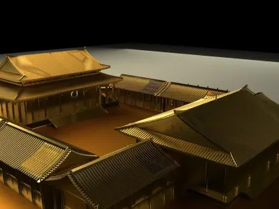 Chinese ancient courtyard house  3D model