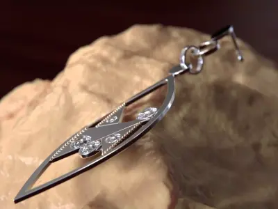 Crystal ring earring  3D print model