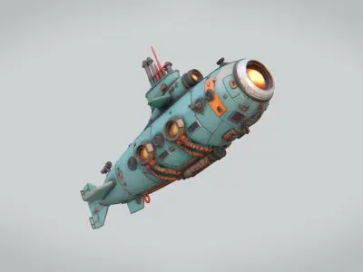 Submarine Low-poly 3D model by Adrian-Kulawik