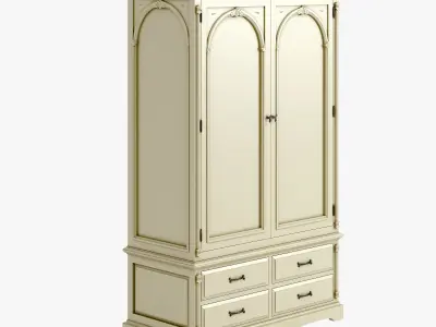 Victorian Wardrobe Old Natural 3D model