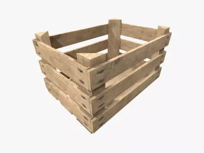 Wooden Fruit Crate Low-poly 3D model