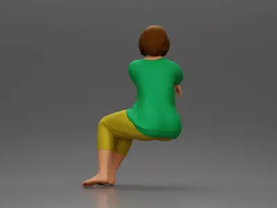 Calm woman sits midair with grace arms folded legs crossed 3D print model