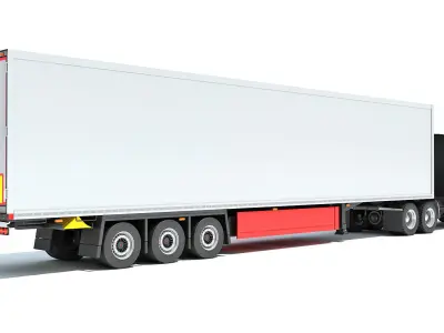 Truck with Reefer Refrigerator Trailer 3D model 3