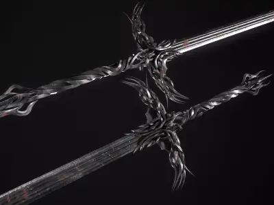 Fantazy Long Sword Medieval Melee Weapon Low-poly 3D model purchase