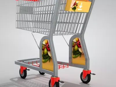 Supermarket Trolley With 1 basket 3D model