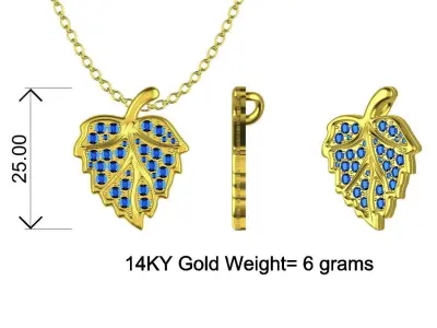 Leaf Diamond Gold Pendant Design 3D print model