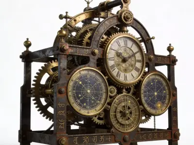 Clockwork Astral Clock 3D Model Low-poly 3D model