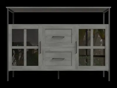 Industrial Farmhouse Window Pane Buffet Table Low-poly 3D model purchase
