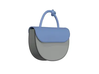 Grey Leather Half moon Flap Bag 3D model