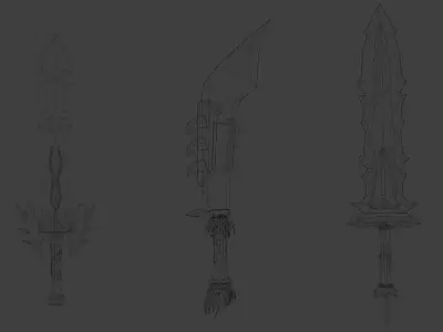 Low poly three DemonSwords Free low-poly 3D model