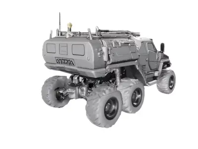Armored 6x6 Military Personnel Carrier Low-poly 3D model