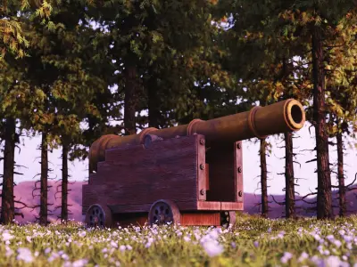 Medieval Realistic Low Poly Cannon Low-poly 3D model