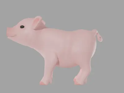 Cartoony piglet and low poly version  3D model