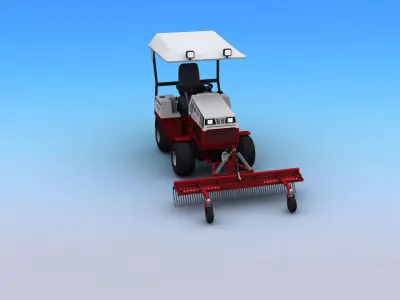 Tractors with Landscape rakes Low-poly 3D model