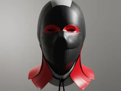 NeonRed Samurai Mask 3D model