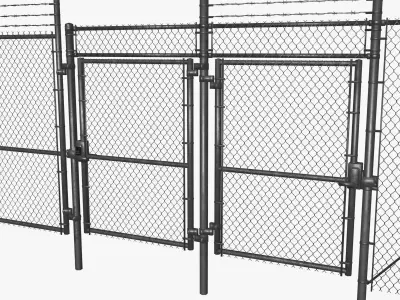 Chainlink Fence Modular Set Low-poly 3D model