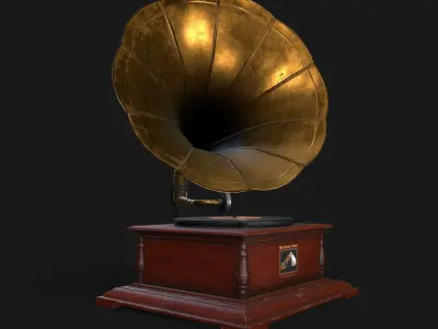 Gramophone Low-poly 3D model shop