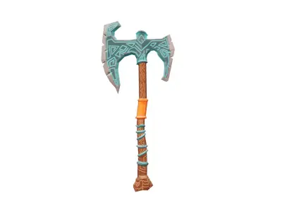 Stylized fantasy axe Low-poly 3D model