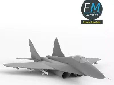 Stylized Twin-Engine Fighter Jet base mesh 3D model