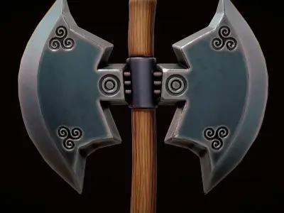 Low Poly Stylized axe Low-poly 3D model