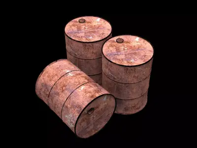 Rusty Industrial Barrel - PBR Game Ready 3D Model - FBX OBJ 4K Low-poly 3D model