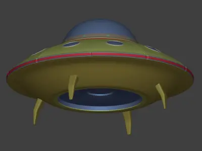 Cartoon  Flying Saucer - UFO - Alien Fantasy Vehicle Low-poly 3D model