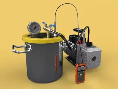 VACUUM DEGASSING CHAMBER AND PUMP KIT 3D model