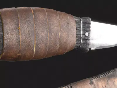 Knife in a Leather Sheath Low-poly 3D model