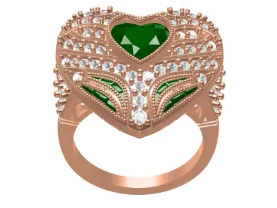 Heart Shape Diamond Cocktail Ring 3D print model
