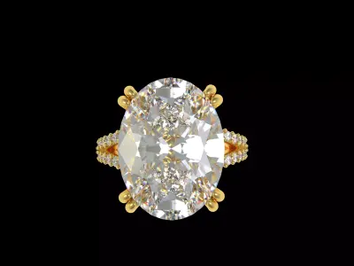 Oval Diamond Engagement Ring 3D print model purchase