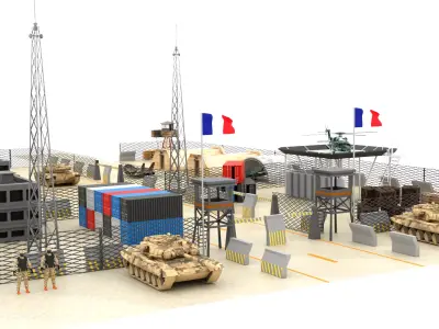  France Military Base Low-poly 3D model