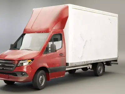 Generic Tail Lift Box Van Used Low-poly 3D model