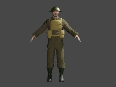 WWII British Soldier Low-poly 3D model