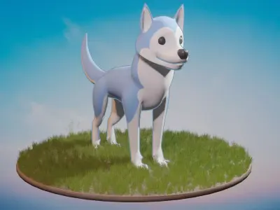 Stylized Husky  Low-poly 3D model
