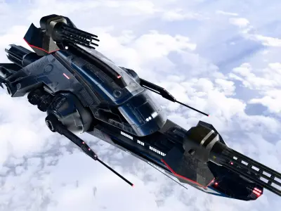 pirate space cruiser lowpoly Game Ready Low-poly 3D model