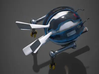 High detailed Sci Fi Harvesting Drone Low-poly 3D model