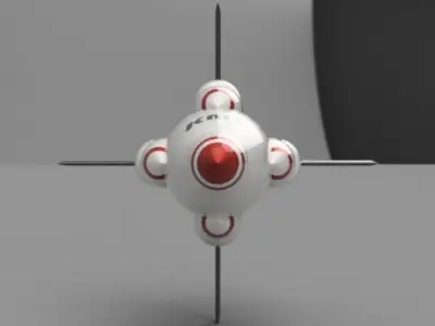 missiles 1 2 3 4 spaceship with dot 3D model