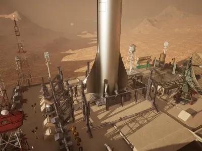 Starship Mars Environment  75 Assets Low-poly 3D model