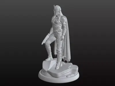 Mandalorian Inspired Female Warrior STL 3D print model