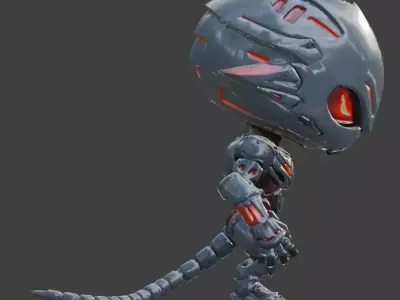 Stylized Chibi Alien Robot 3D Model Low-poly 3D model
