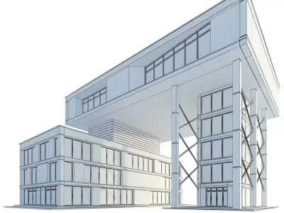 Modern commercial building No 8 Low-poly 3D model