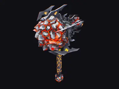 Hammer Stone Sledgehammer StormBreaker Mallet Maul Mace Low-poly 3D model
