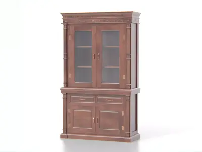 Antique Wooden Hutch Cabinet 02 Low-poly 3D model