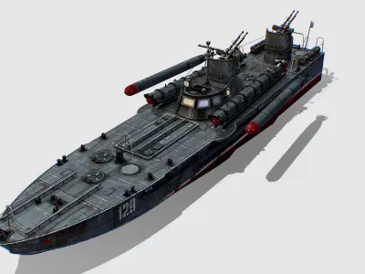 USSR torpedo boat project 123 BIS Komsomolets Low-poly 3D model