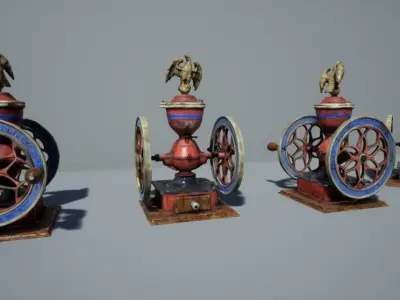 Antique Coffee Grinder Low-poly 3D model